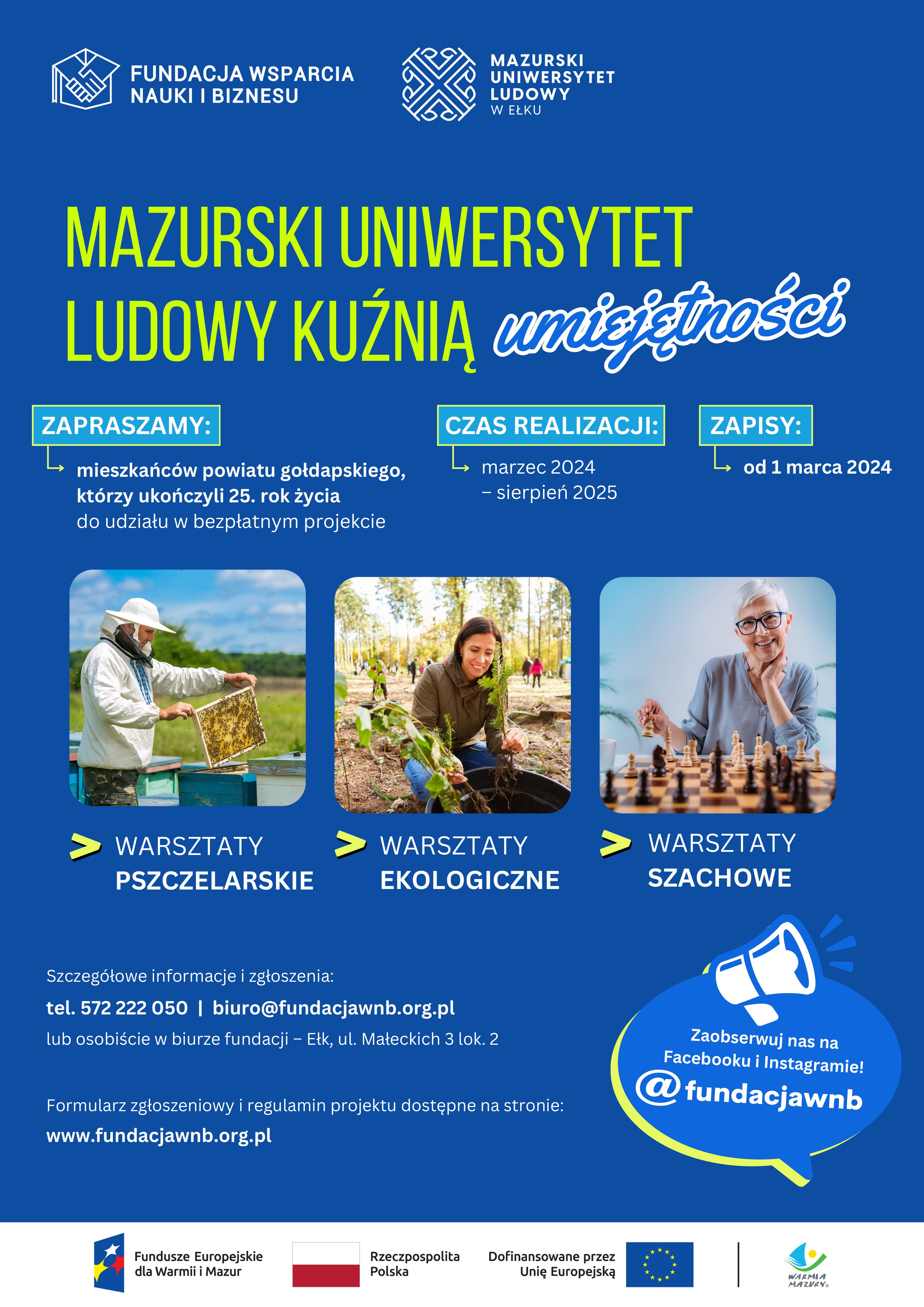 Plakat - Mazurski Uniwersytet Ludową kuźnią umiejętności
